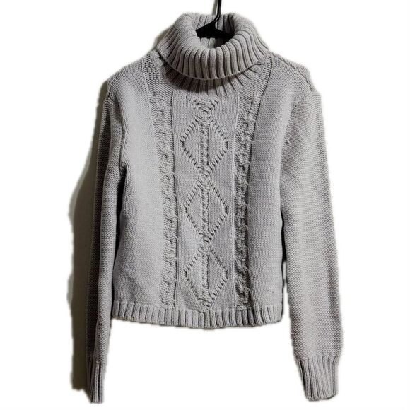 J Brand Gray Cable Knit Turtleneck Sweater - Picture 1 of 4